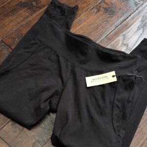 WARRIOR by DANICA PATRICK I NWT Stretchy Black Yoga Leggings with Lace Panels, M